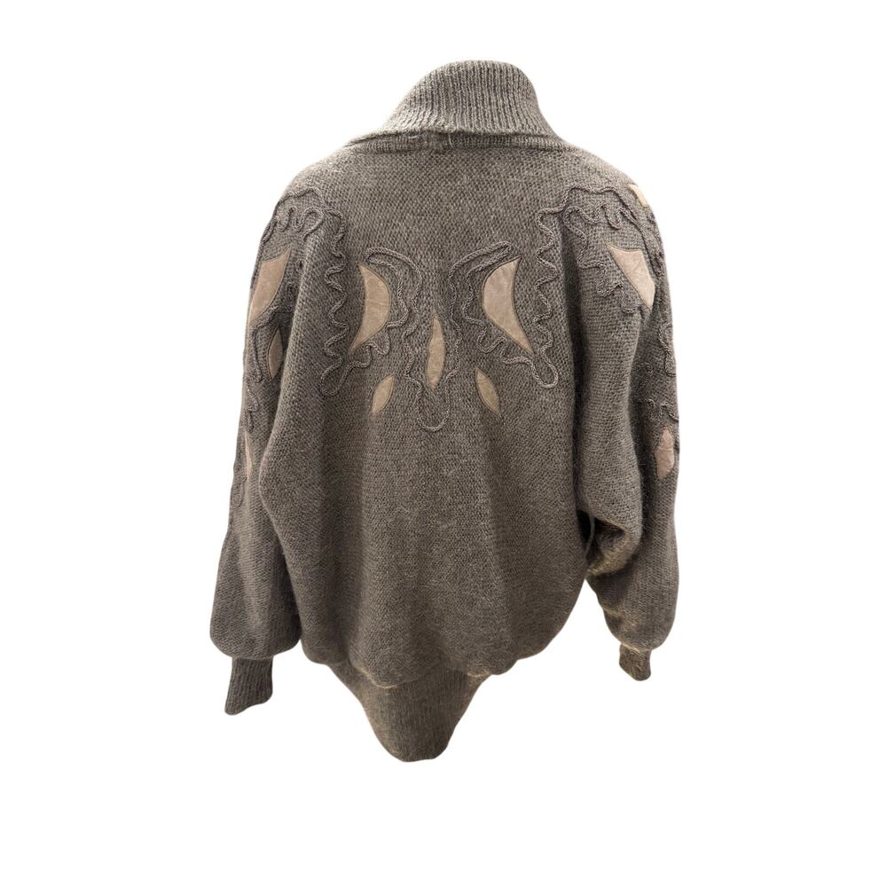 Caree Mohair Blend Boho Cardigan Open Front Hand Knit Size M